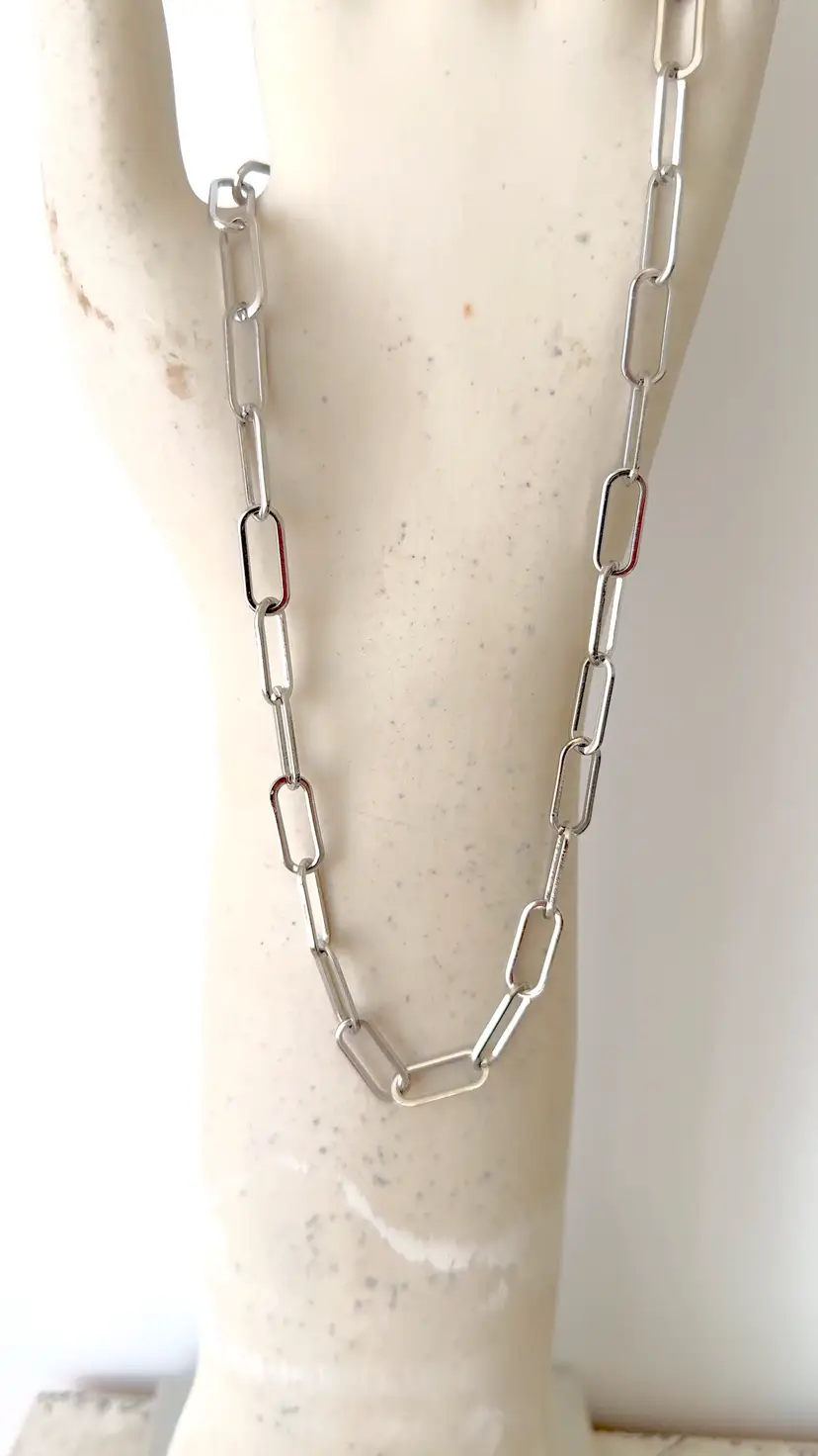 Paperclip Stainless Link Chain Necklace 16”