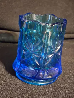 Cobalt Blue Imperial Glass Toothpick Holder - 2 1/2" tall