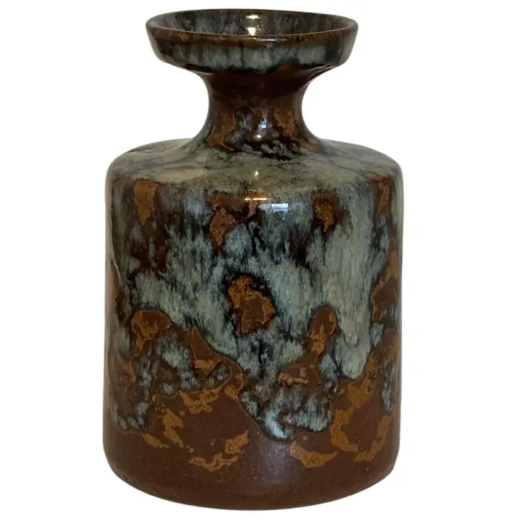 Pottery Craft USA Drip Glaze MCM Pottery Vase Brown Blue