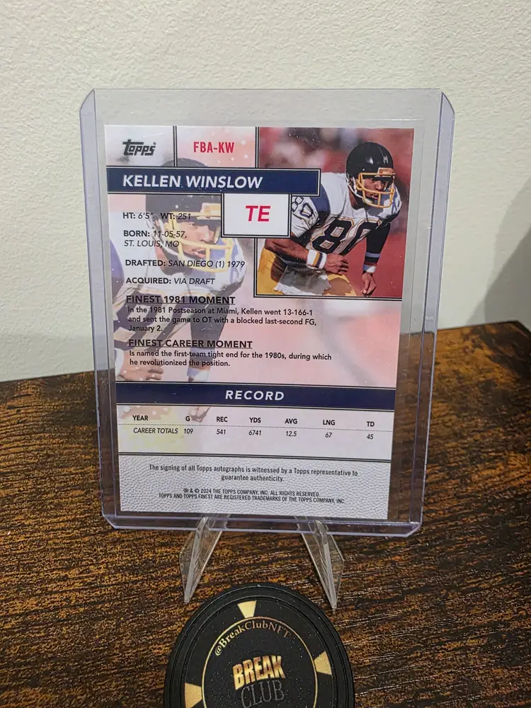 Kellen Winslow 2024 Topps Finest Auto /25