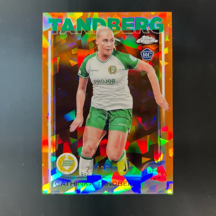 Cathinka Tandberg 2024/25 Topps Chrome UWCL Sapphire Orange /25 Soccer Card