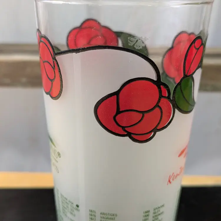 1986 Official Kentucky Derby 112 Frosted Collector Glass Churchill Downs 5.25" T