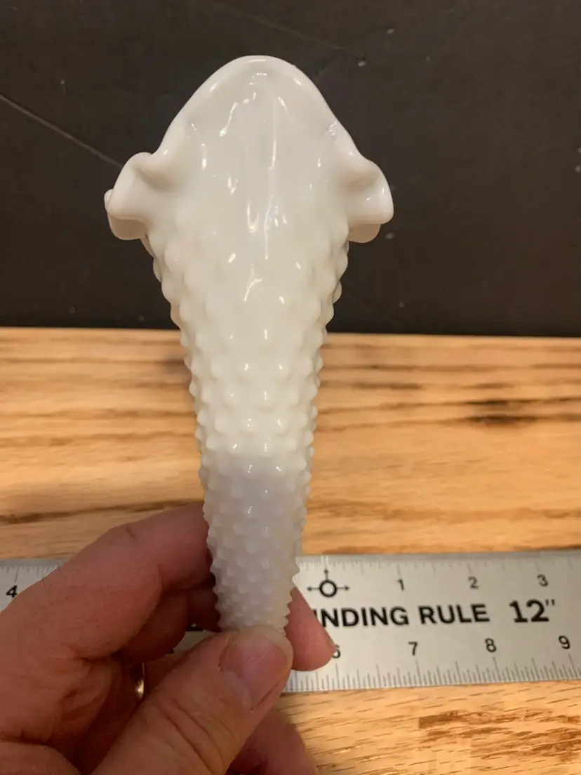 Art Glass Milk Glass Hobnail Horn