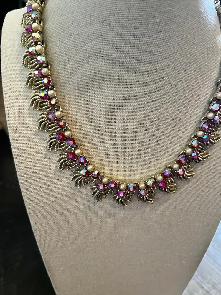 Vintage Coro Rhinestone Necklace 17”