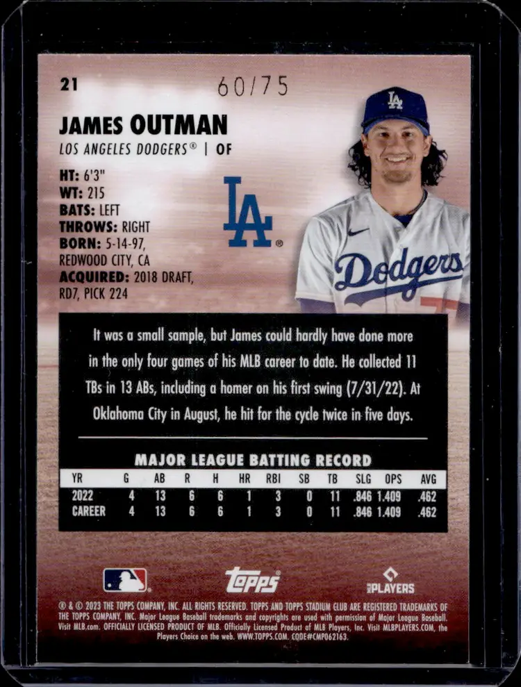 James Outman Rookie Card - Dodgers Salute Series
