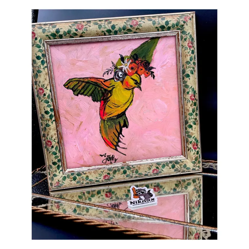 Sweet Pea
New Original Bird Painting
On 8”x8” Canvas
In 10”x10” Preloved Frame
Bird Art
No Glass