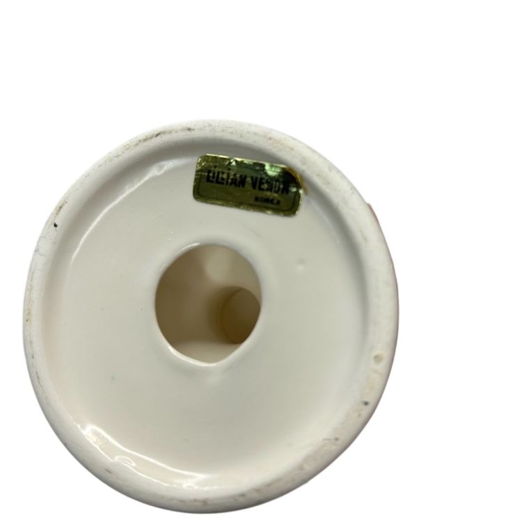 #02 - Lilian Vernon Korea Ceramic Set Of 2 White With Holly Candle Holders