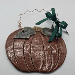 Robin's nest Pottery pumpkin wall hanging Signed studio Art poetry