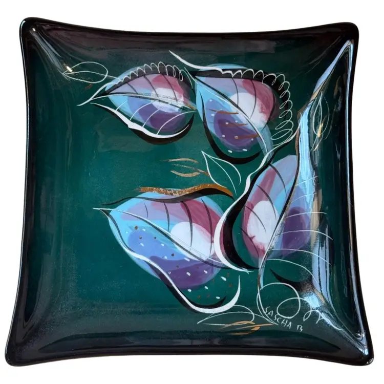 Mid-Century Modern ceramic dish hand-painted by artist Sascha Brastoff
