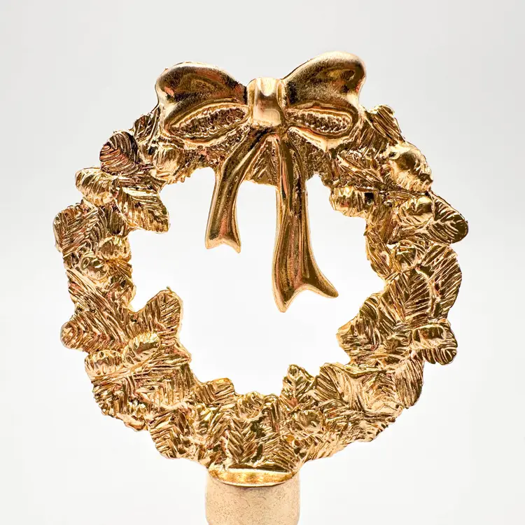 Brass Christmas Wreath Lamp Finial 3.25"L 2"D