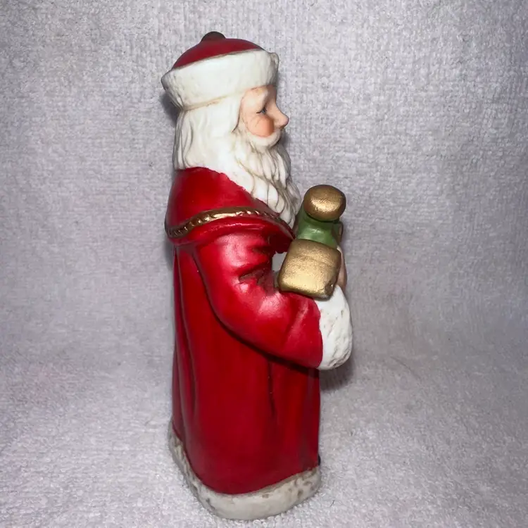 Vintage Homco Father Christmas Old World Santa w/Train Ceramic Figurine #5610