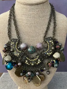 Vintage Boho Tribal Statement Bibb Necklace