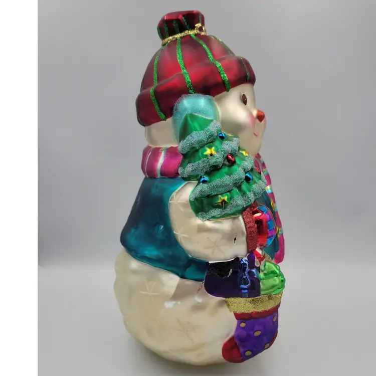 Vintage Holiday Time Hand Painted Mercury Glass Snowman Figurine 14" Tall
