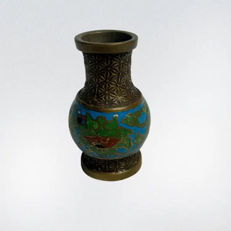 Japanese bronze vase featuring cloisonné