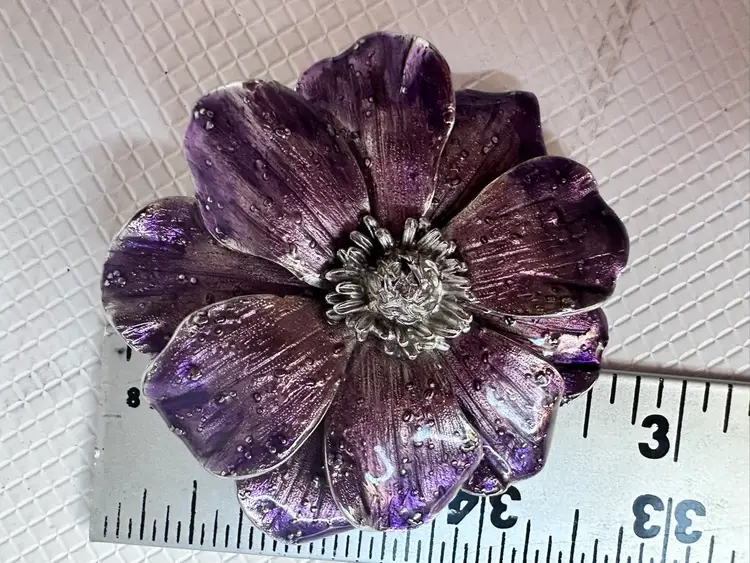 Vintage E. Pearl Brooch Purple Coloring