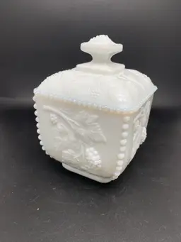 Vintage Westmoreland White Milk Glass Covered Dish