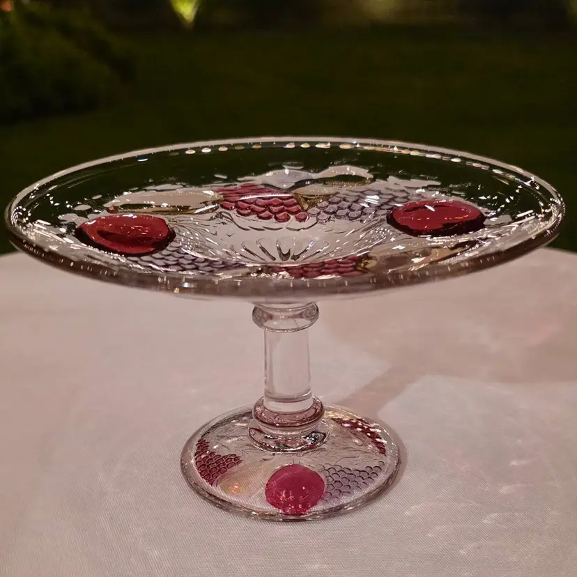 Vintage Westmoreland Crystal Della Robbia 6.5" Mint Compot Pedestal Dish