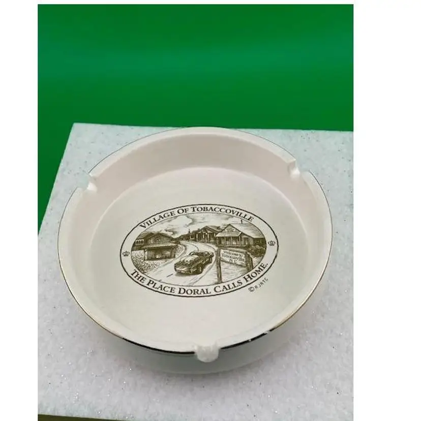 Vintage The Village of Tobaccoville Ceramic Ashtray - The Place Doral Calls Home
