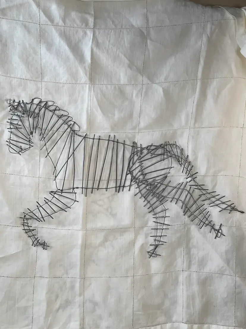 #01 016 One Of A Kind? Hand Crafted 19" X12" Brutalist Running Horse Wall Art