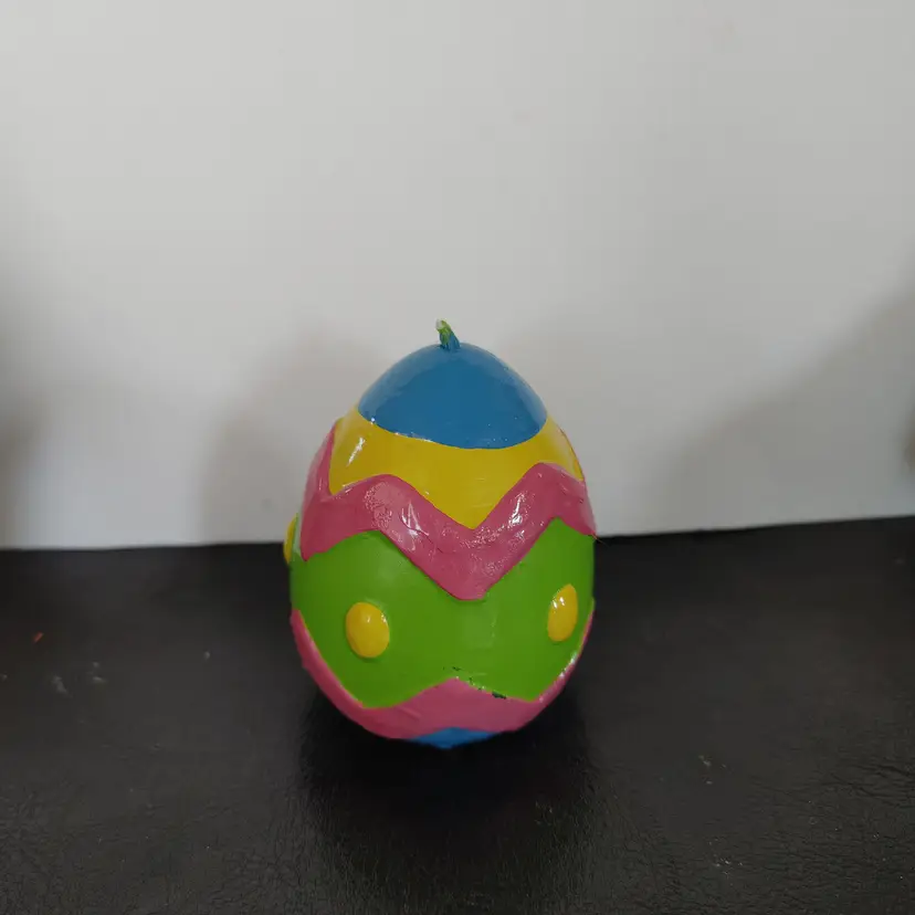 Candle- Multicolored Easter Egg. 3 inches high.