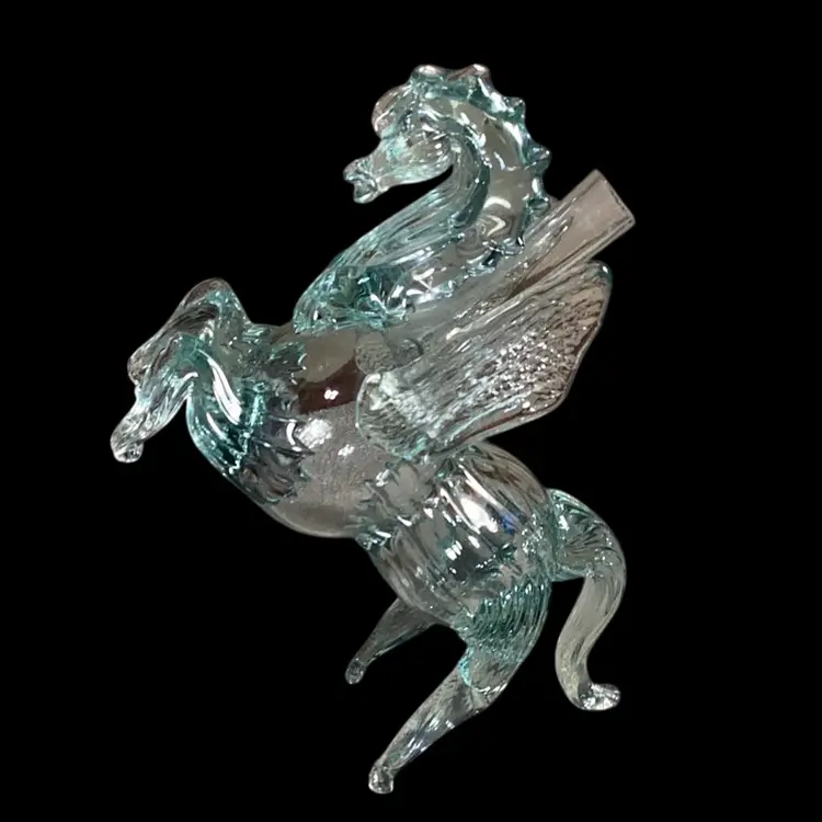 #01 Large Armenian Pegasus Decanter Green Glass 12” Tall 5” Wide * Read Description *