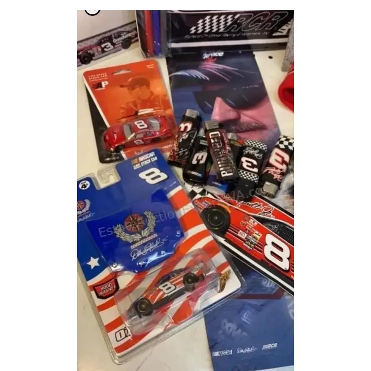 Large Lot 20+ Vintage NASCAR Collectibles Clock Tins Calendar Metal Cards & More