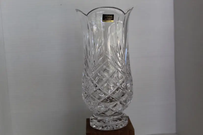 Noritake 12" Hampton Hall Flared Vase Lead Crystal West Germany Stunning