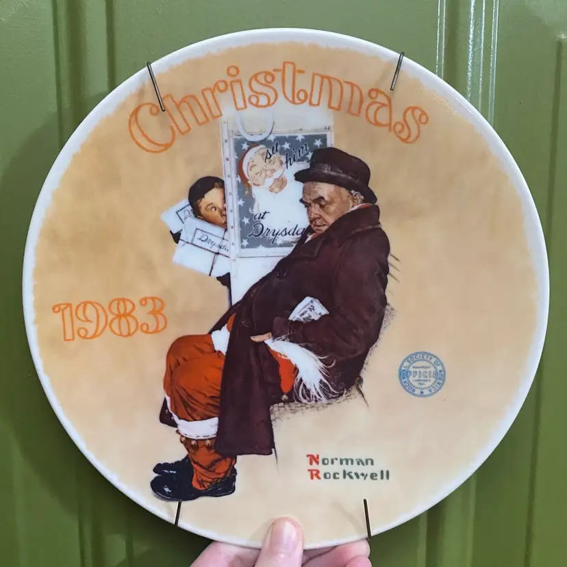 1983 Christmas Norman Rockwell Collector Plate " Santa in the Subway "
