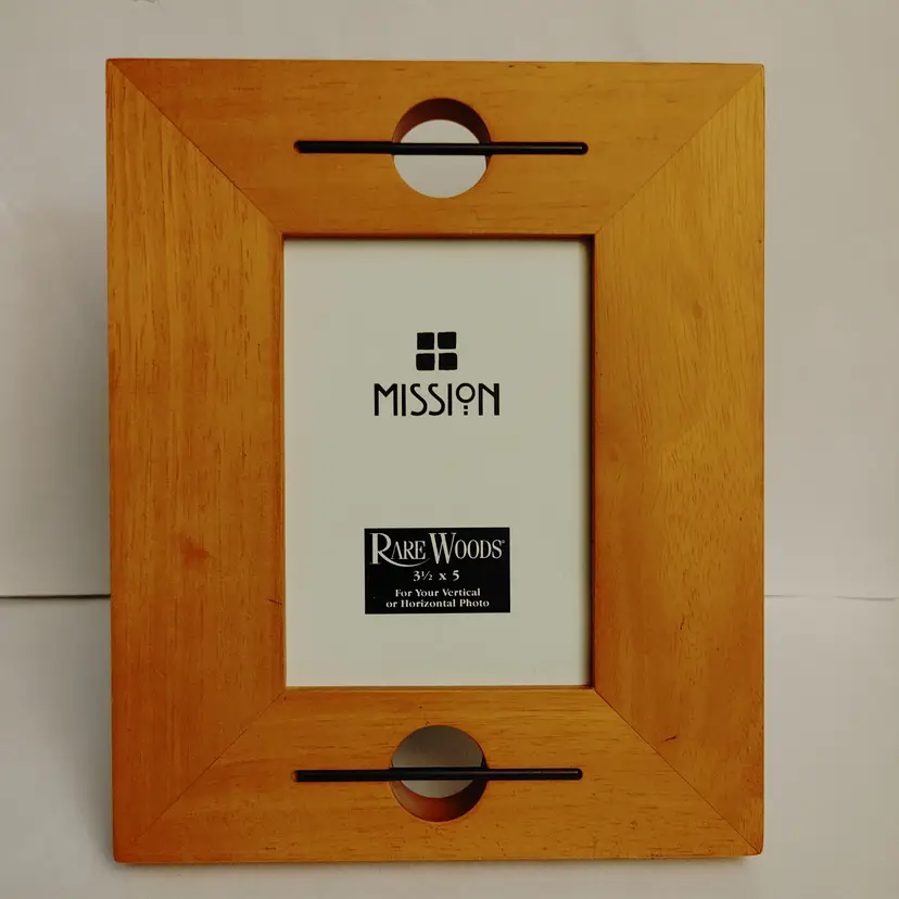 Mission Style Wood Picture Frame. Designed by Rare Woods. Made in Thailand. 1996.