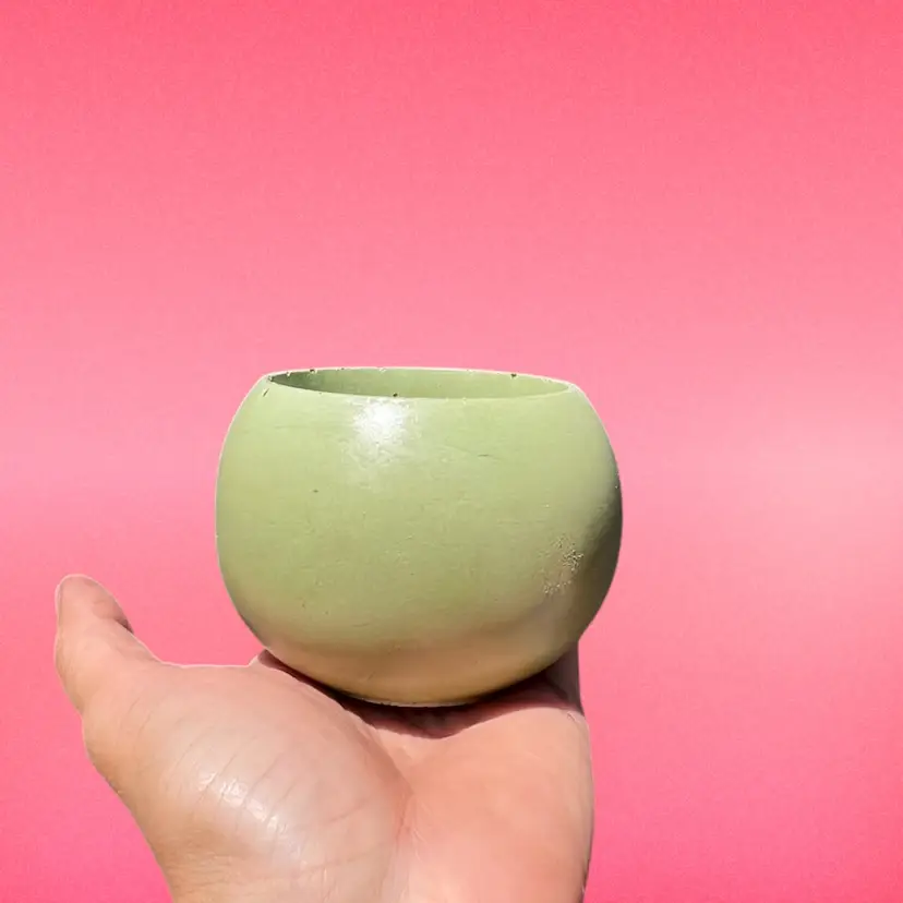 3” Light Green Apple Concrete Globe Planter