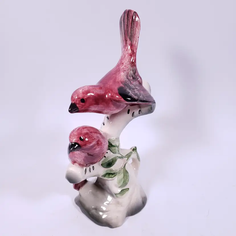 Vintage 1950s MADDUX CALIFORNIA Pottery Red Maroon Finch BIRDS FIGURINE