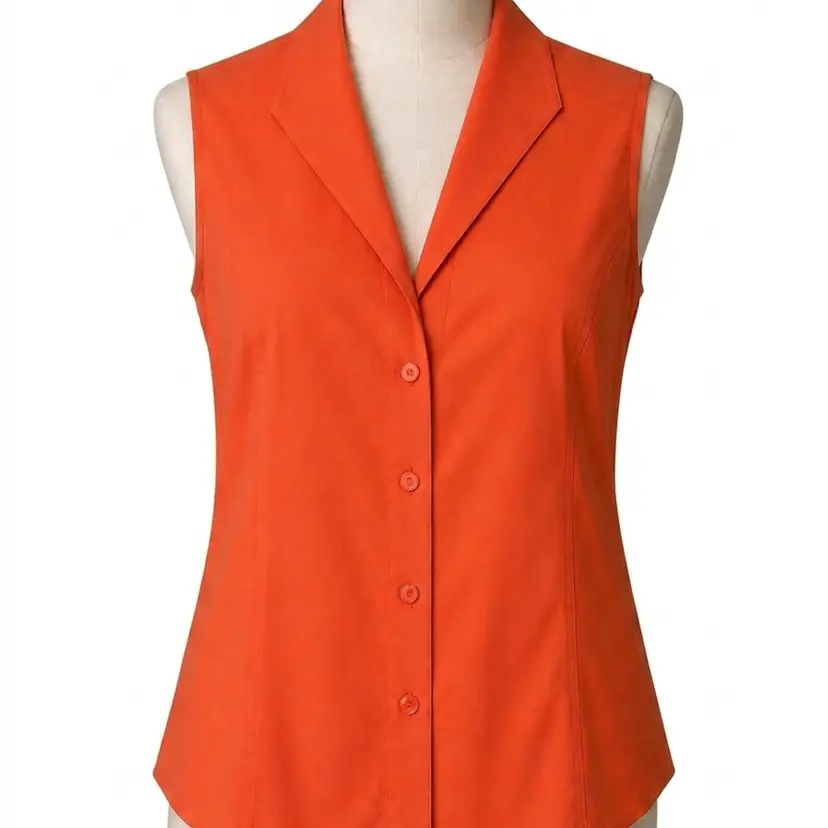 Jones New York Collection Woman Orange Sleeveless Non-Iron Button Down Shirt 16W