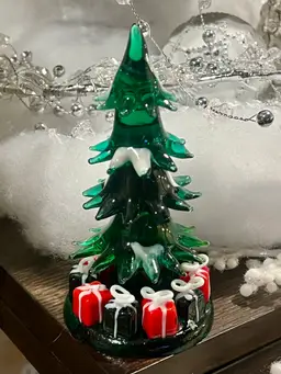 Glass Christmas Fred Decor With Presents