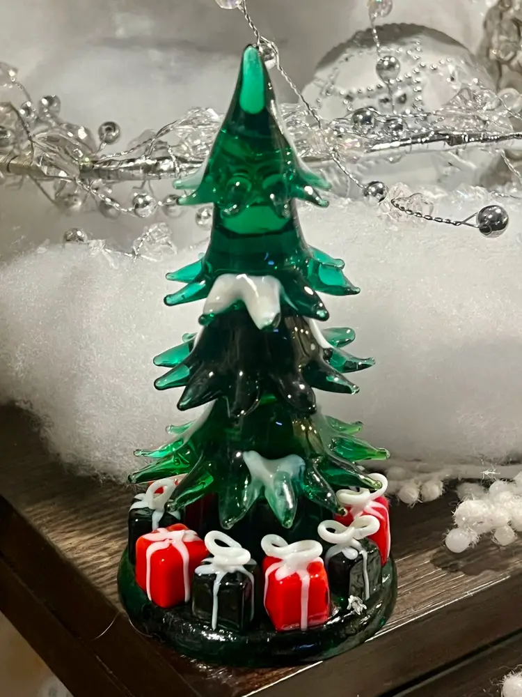 Glass Christmas Fred Decor With Presents