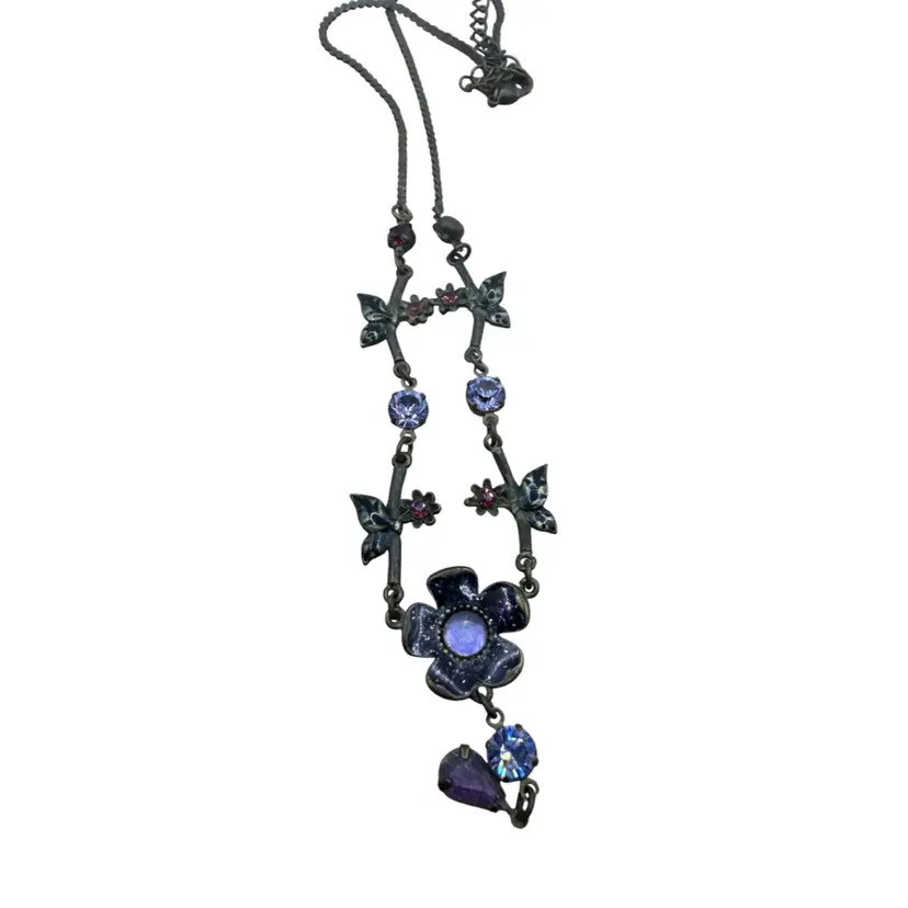 Vintage Avon Purple Flower Butterfly Necklace.