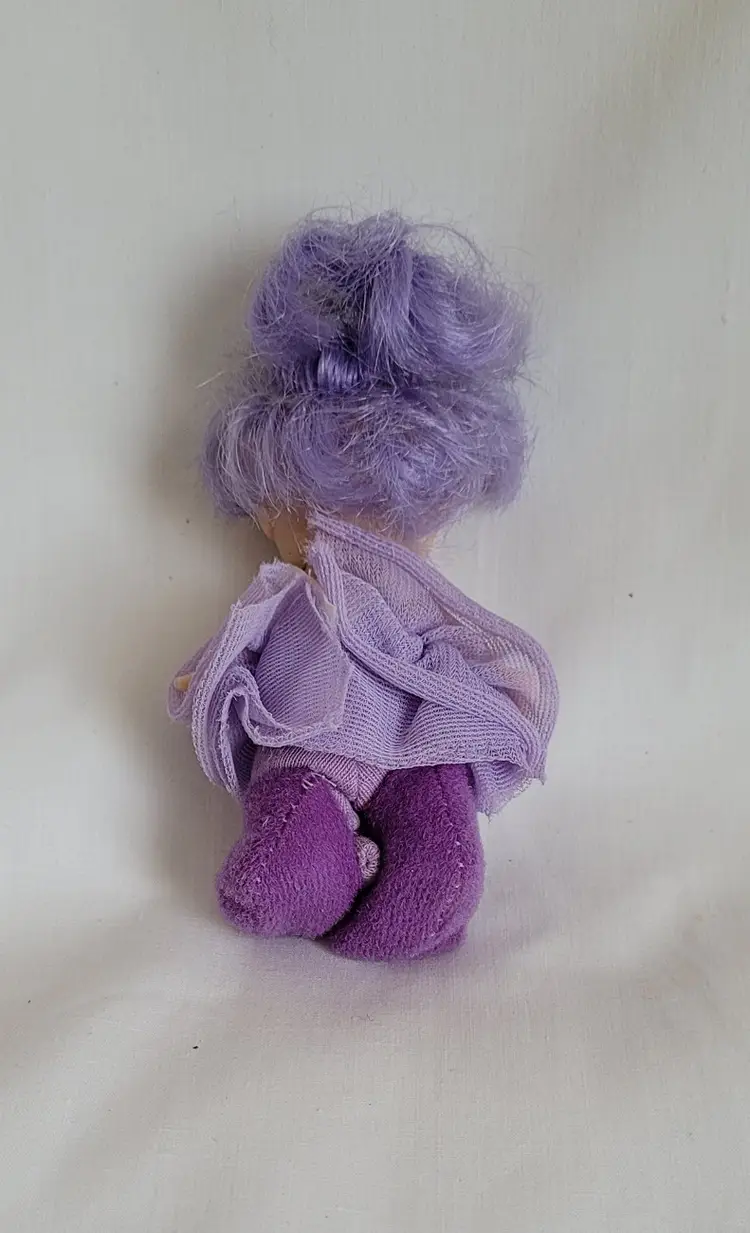 Vintage Doll Dressed In Purple - 5 in. Tall