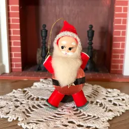 Vintage Christmas Santa Satin Ball Cotton Beard Ornament