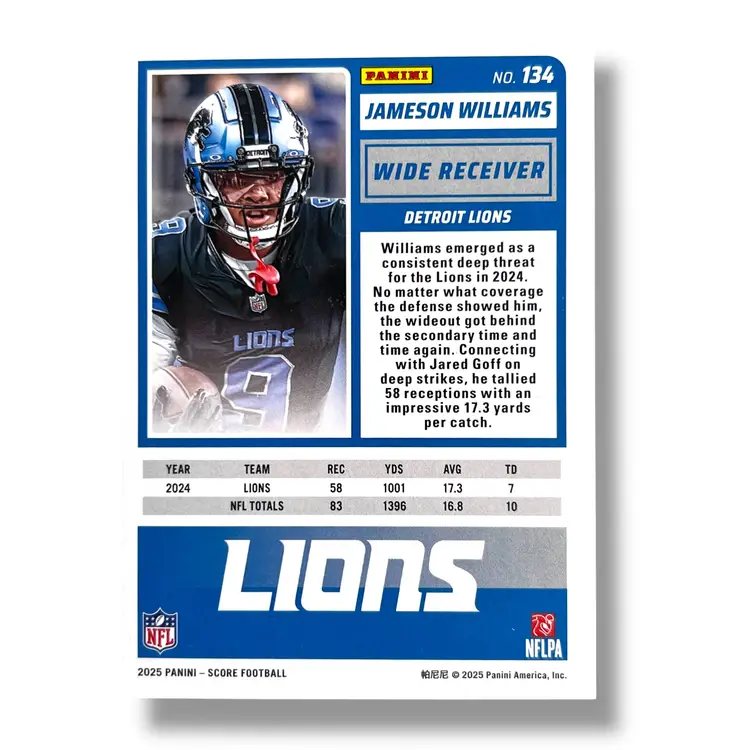 2025 Panini Score Jameson Williams Extraterrestrial SSP Case Hit #134