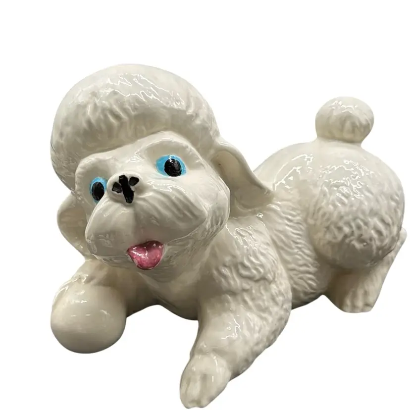 Vintage Ceramic White Poodle