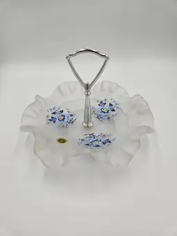 #TR52 Westmoreland Satin Blue Floral Tidbit Tray
