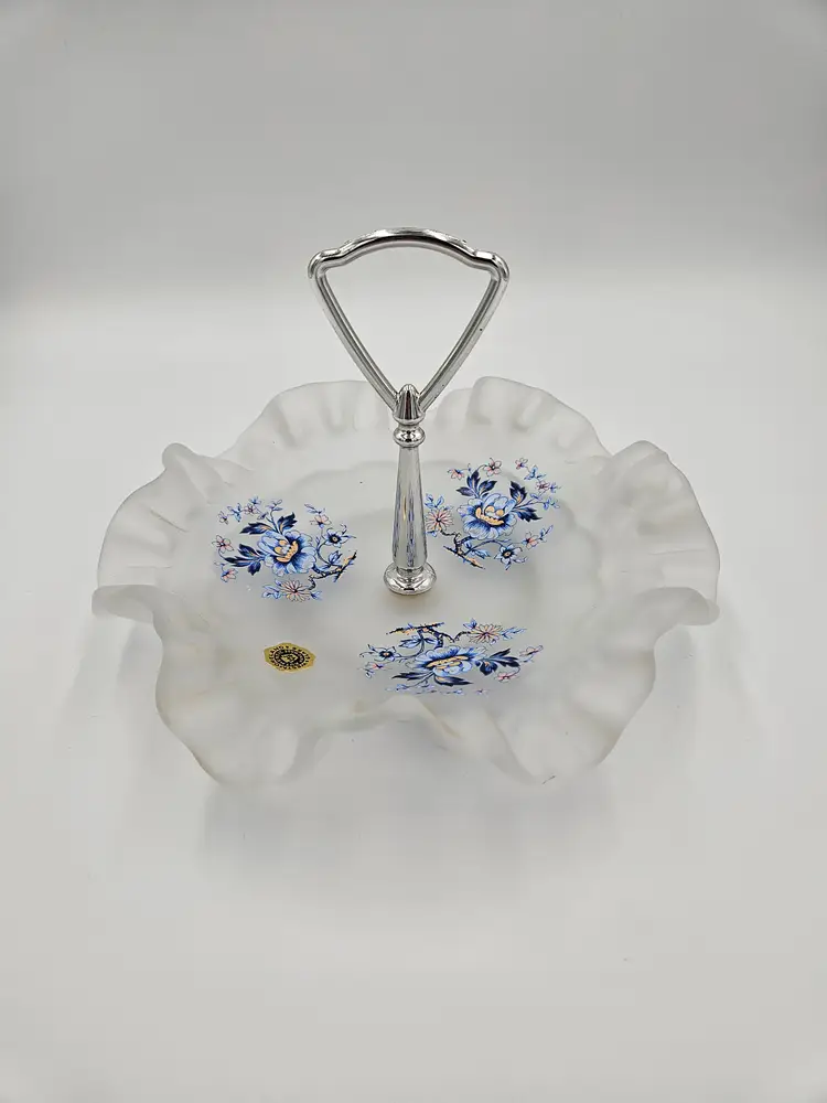#TR52 Westmoreland Satin Blue Floral Tidbit Tray