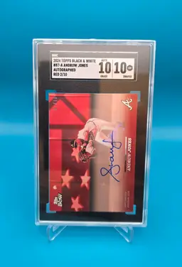 Andruw Jones 2024 Topps Black & White Autograph Red 2/10 SGC 10/10 Atlanta Braves