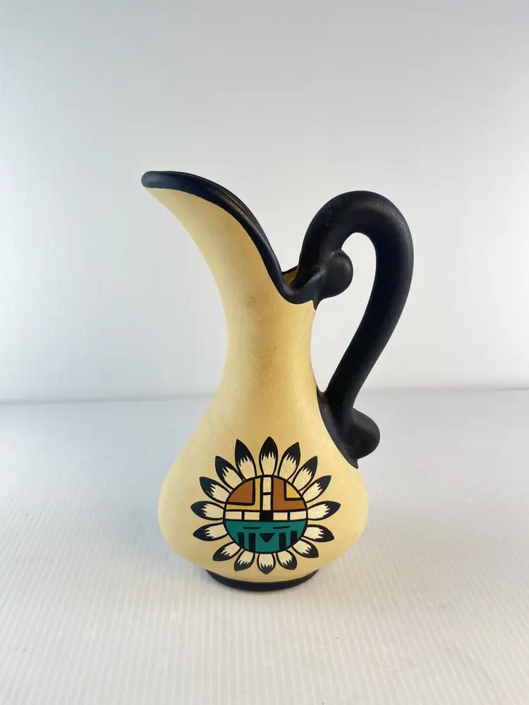 KOPA Sun God Art Pottery Pitcher Vase Arizona Signed Numbered