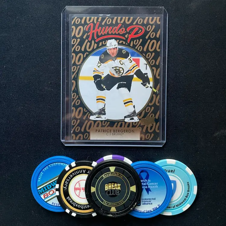 2021-2022 Upper Deck Series 1 Patrice Bergeron “Hundo P” Insert Boston Bruins