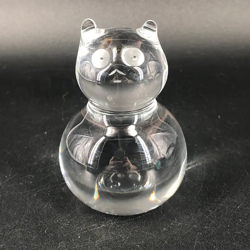 Baccarat Crystal Cat Figurine Abstract Roly Poly Kitty Cat