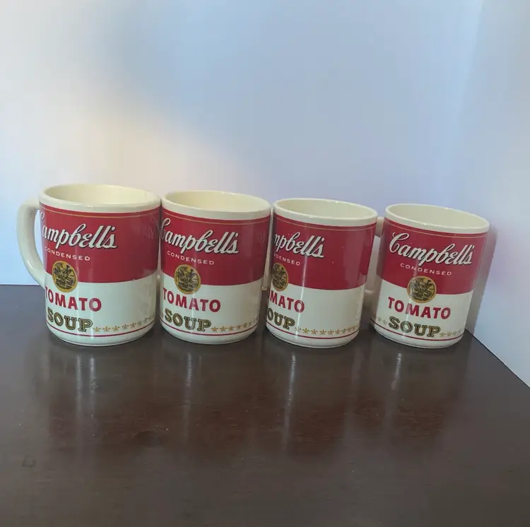 Campbell's Tomato Soup Mugs Set of 4 Vintage Soup Label Coffee Cups Made In USA