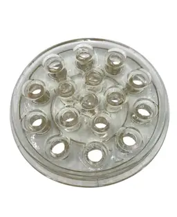 Vintage Floral Frog Clear Glass 16 Hole Flower Holder 5" Round