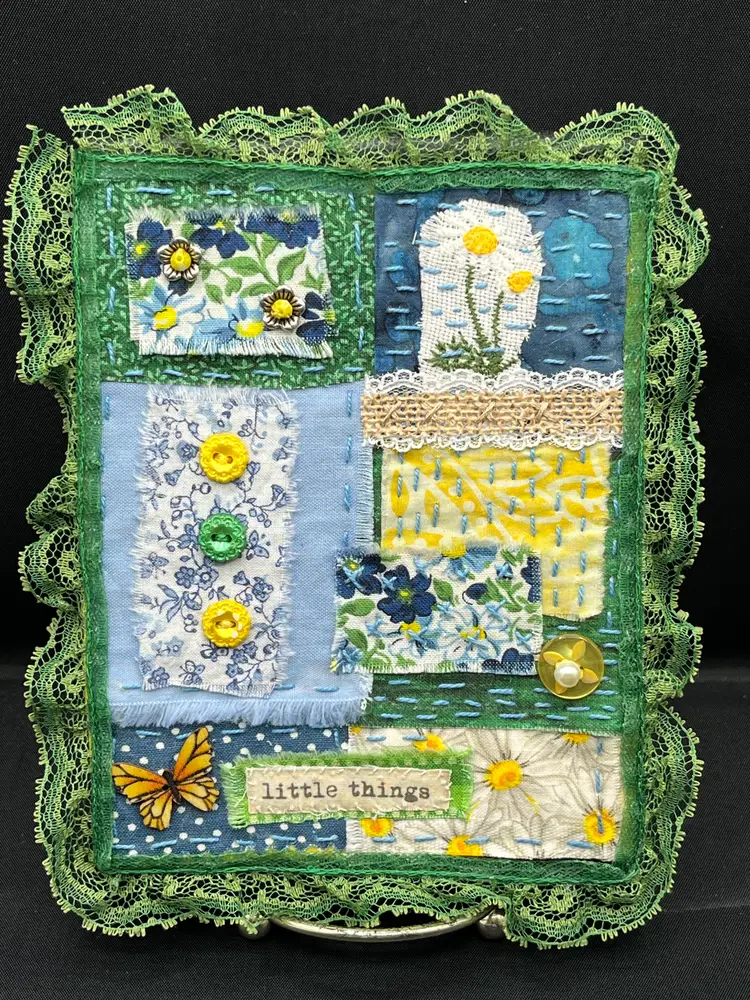 Made By Me Handsewn fabric collage "Little Things"