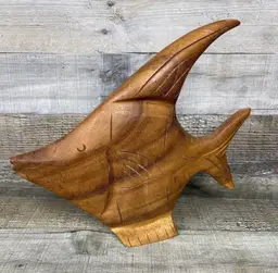 Vintage Wooden Fish Figurine Tropical
Wood Decor Sculpture