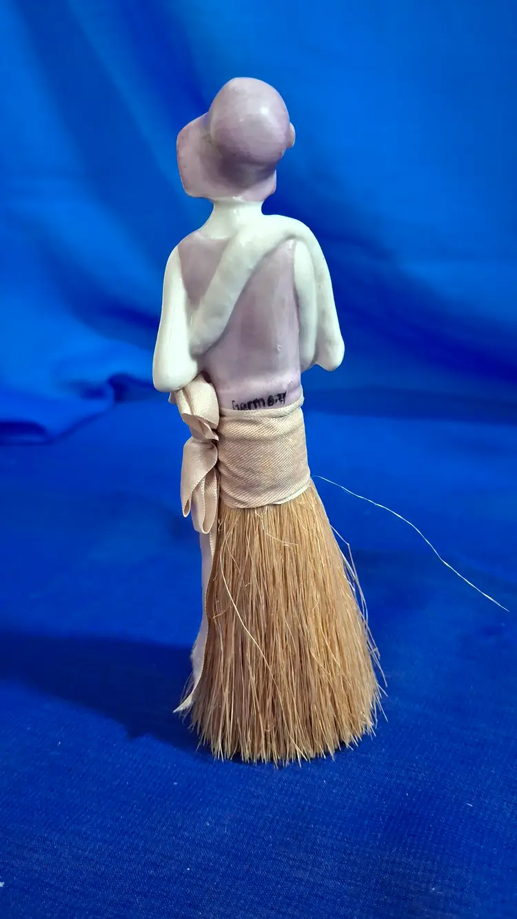 Vintage German Half Doll Brush | 1920s Flapper Lady Porcelain Vanity Brush | Art Deco Boudoir Decor